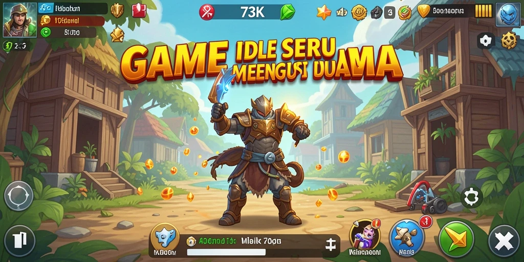 Screenshot gameplay 73K menampilkan kemajuan dalam game Idle.