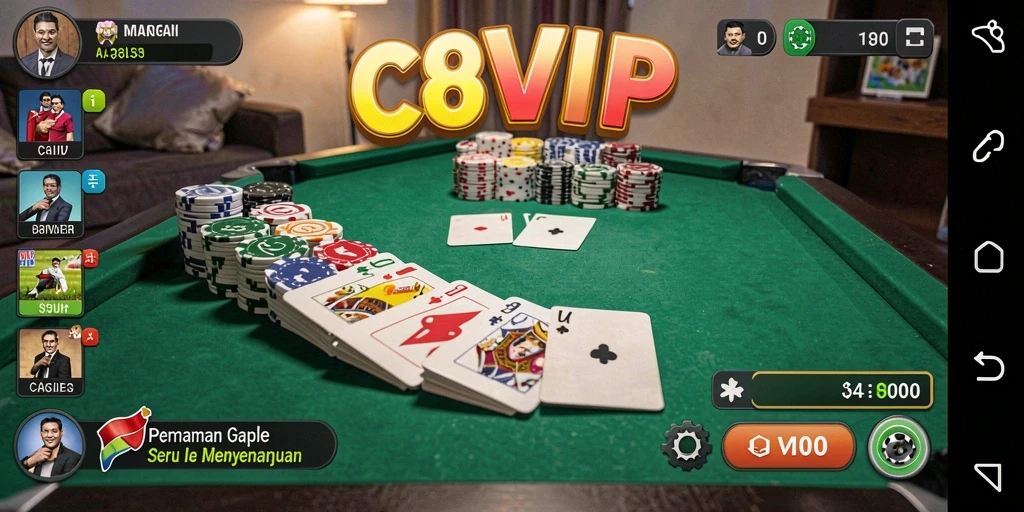Tampilan gameplay C8VIP yang menarik saat bermain Gaple.