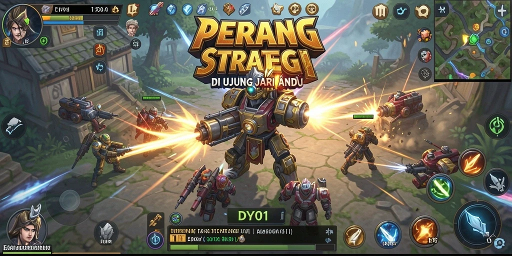 Tampilan gameplay DY01 dengan aksi pertempuran strategi yang mendebarkan.