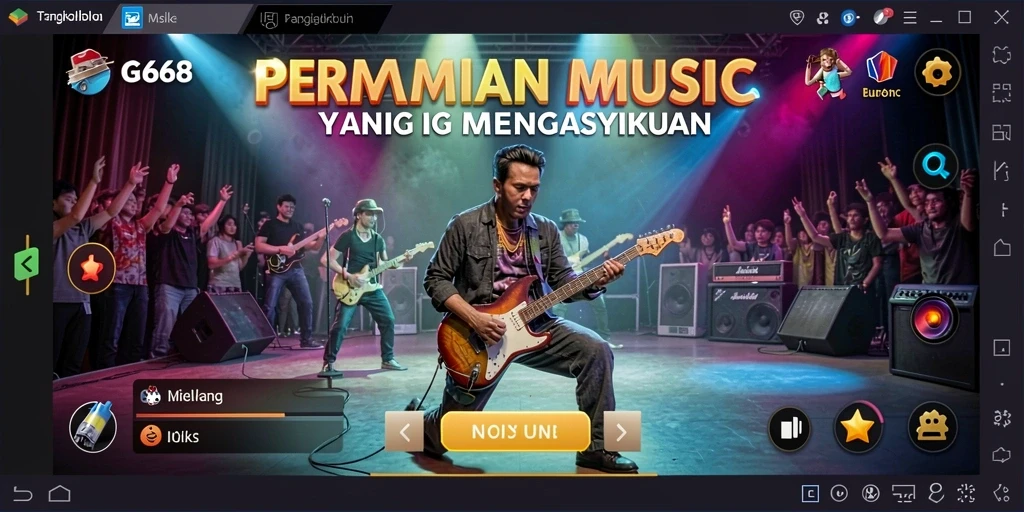 Tangkapan layar G668 menampilkan gameplay musik yang interaktif dan penuh warna.