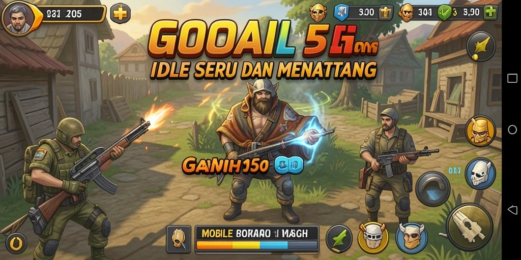 Tampilan gameplay GOAL55 menunjukkan manajemen tim yang seru.