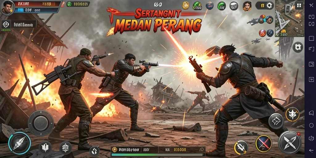 Tampilan gameplay yang mendebarkan di KKRP saat pertempuran sengit.