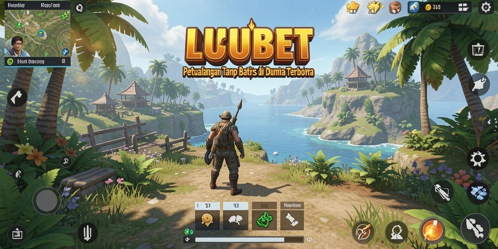 Tampilan gameplay LUCUBET dengan petualangan di dunia terbuka.