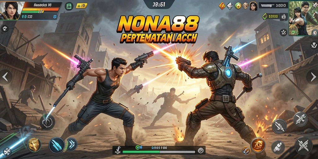 Tampilan aksi mendebarkan dalam NONA88 saat bertarung di arena.