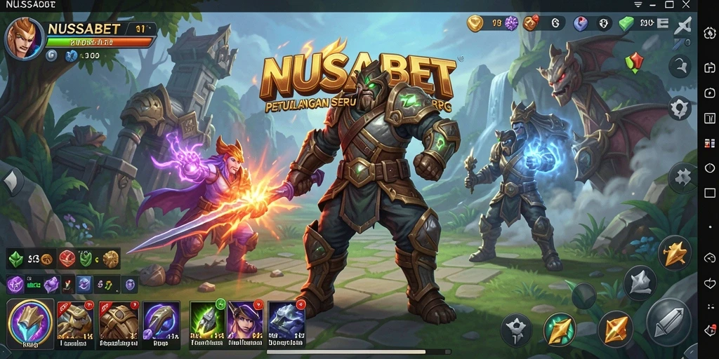 Tampilan gameplay NUSABET yang memukau dalam pertempuran RPG.