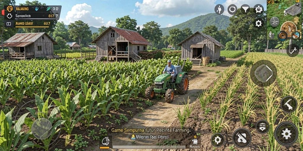 Tampilan gameplay RAJAKING dengan aktivitas pertanian yang seru.