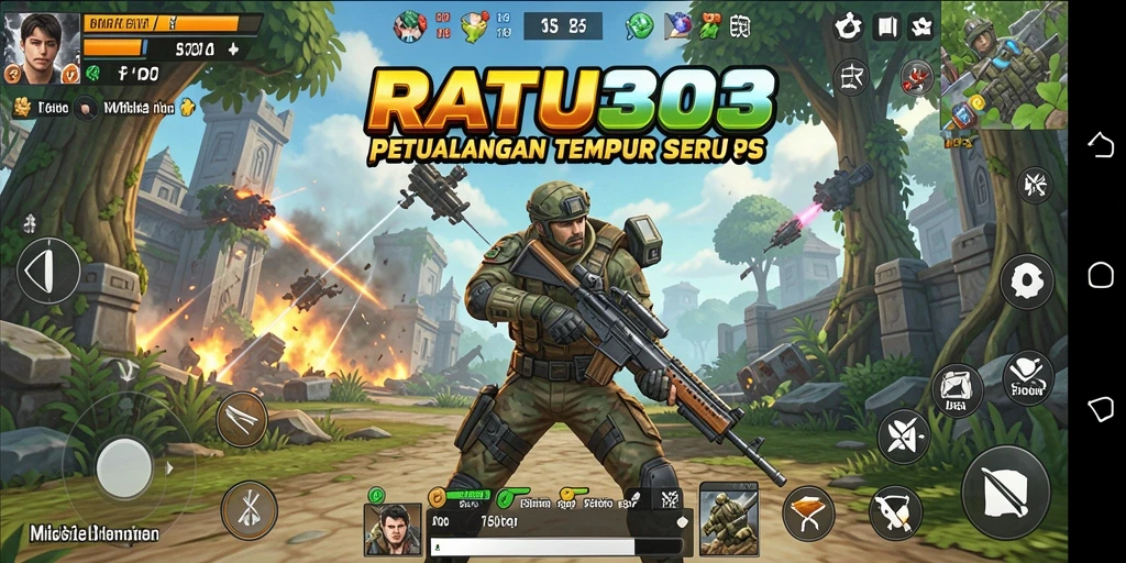 Screenshot gameplay RATU303 menampilkan aksi tempur yang mendebarkan.